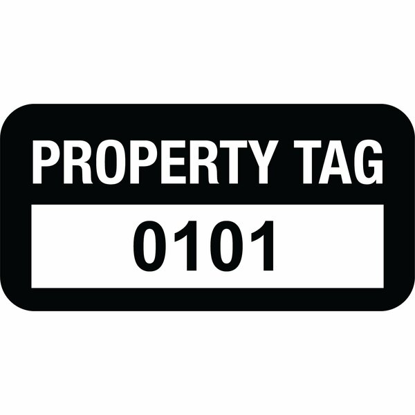 Lustre-Cal Property ID Label PROPERTY TAG Polyester Black 1.50in x 0.75in  Serialized 0101-0200, 100PK 253772Pe1K0101